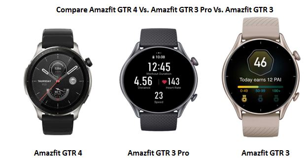 Read more about the article Compare Amazfit GTR 4 Vs Amazfit GTR 3 Pro Vs Amazfit GTR 3