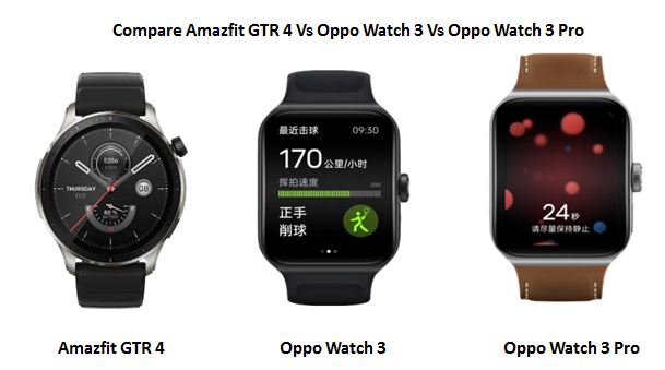 Read more about the article Compare Amazfit GTR 4 Vs Oppo Watch 3 Vs Oppo Watch 3 Pro
